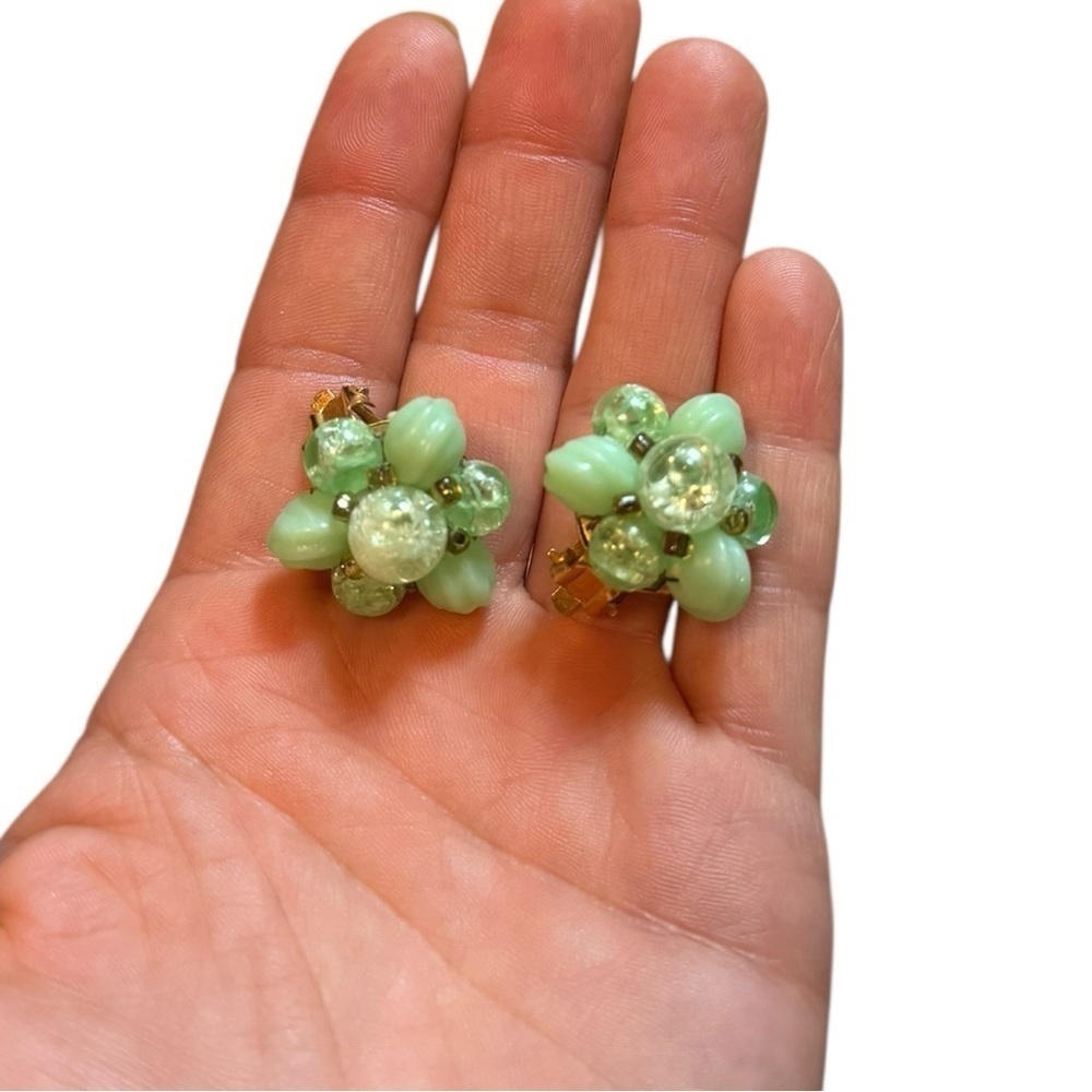 Vintage Green Clip On Earrings